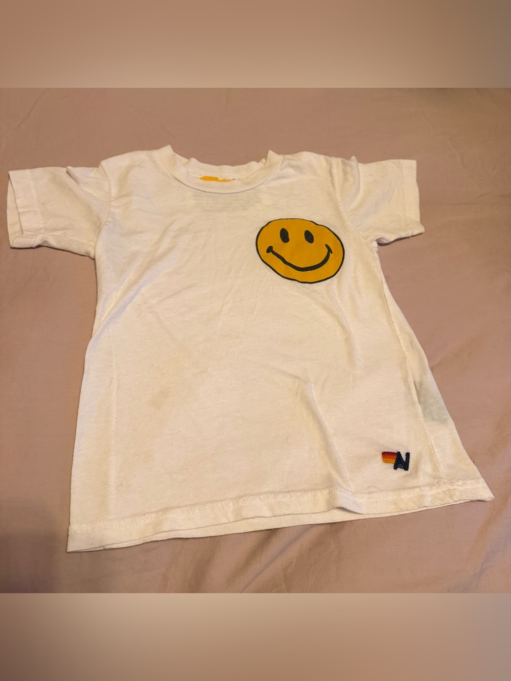 Aviator Nation White Tee with Yellow Smiley